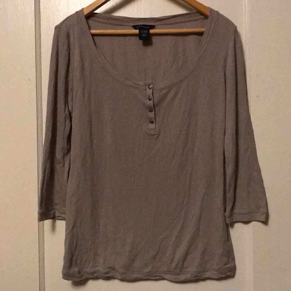 Moda Intl. Gray Sleep Shirt, 3/4 Length Sleeves-Lg